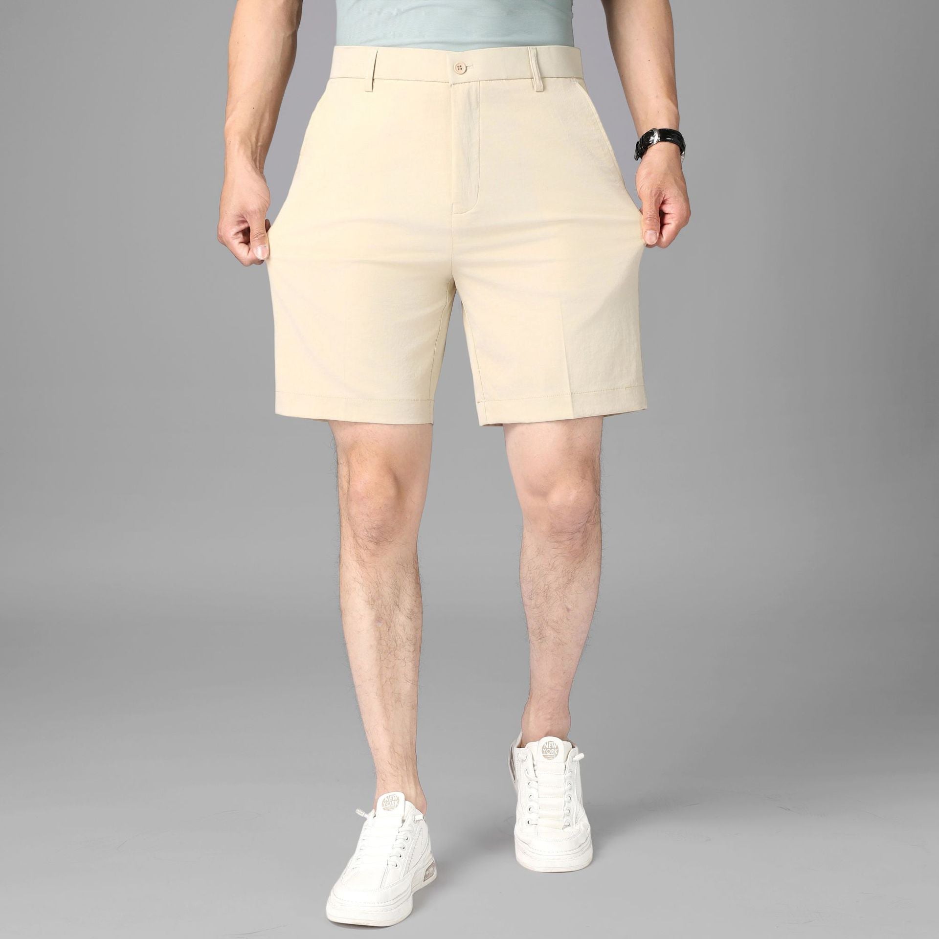 "Svelta Lumina" Custom - Fitted Shorts (Beige S) - Shorts | Zavonix