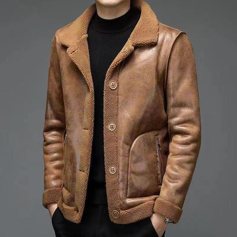 Talenzo — Leather Fleece Jacket for Warmth and Outdoor Comfort (Brown S) - | Zavonix