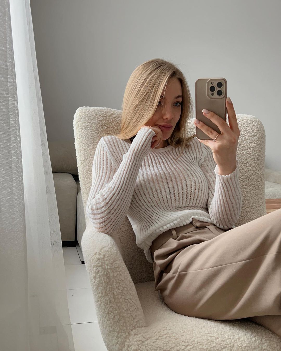 Elegant See Through Top - The Transparent Blouse (White S) - | Zavonix