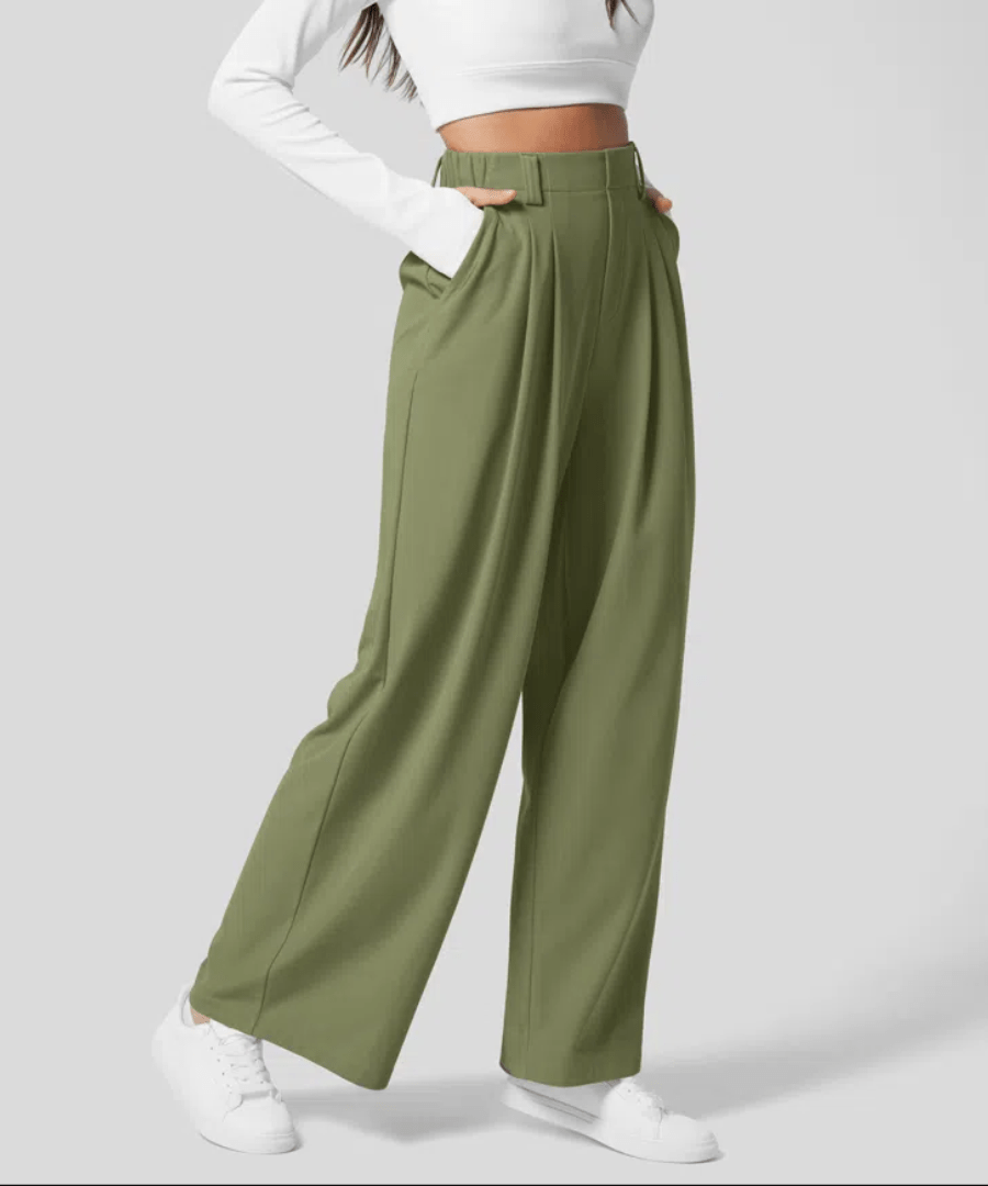 TheANDER™ - Elegant Elasticated High - Waisted Trousers (Purple S) - | Zavonix