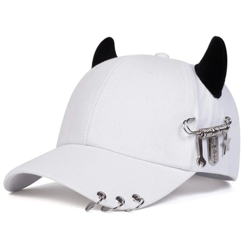 Varek Wave Cap — Edgy Horn Accent Hat with Metal Details - Zavonix