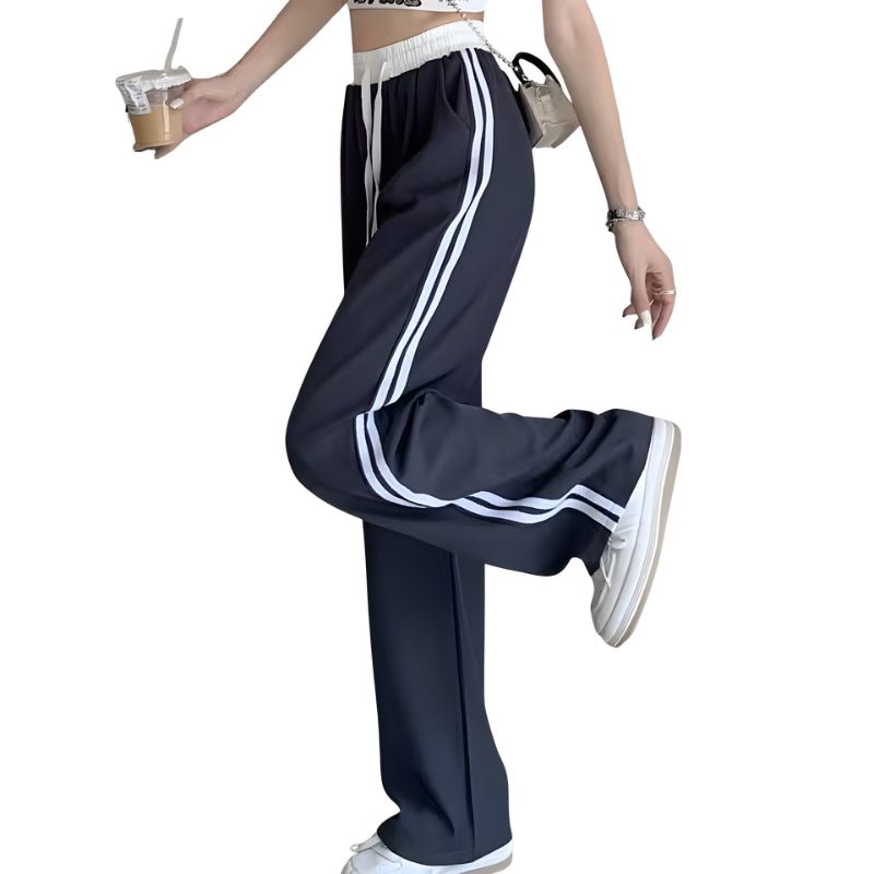 Women's Wide Leg Pants Elastic Waistband Side Stripe Design | Casual Everyday Wear 8