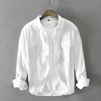 Lightweight Gossamer Linen Shirt with Flap Pockets, Relaxed Fit for All Seasons
