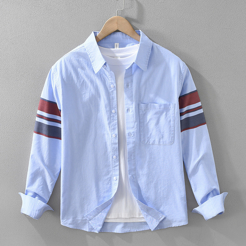 Caldeno — Men's Linen Shirt with Subtle Contrast Striping