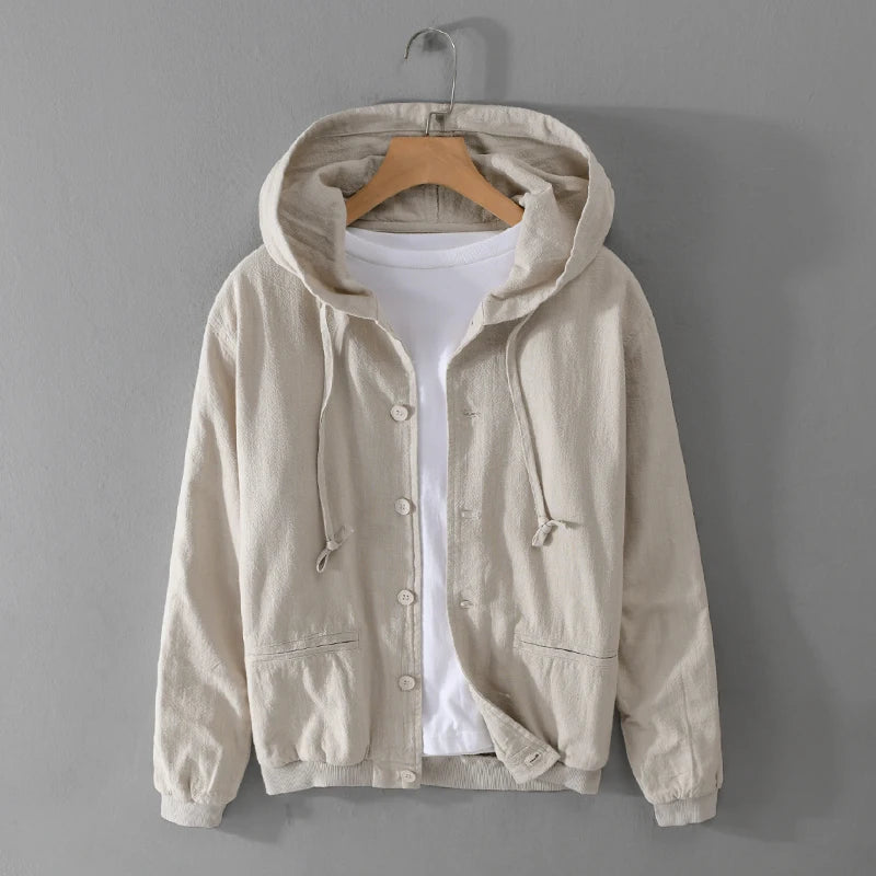 Lightweight Cotton-Linen Blend Hoodie with Breathable, Soft Texture