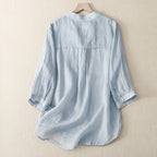 Lightweight Linen Blend Blouse with Breathable, Textured Fabric