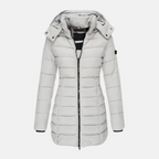 Veyla — Women’s Slim Quilted Hooded Puffer Coat with Ribbed Cuffs