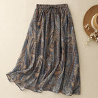 Marenza — Breathable Linen Skirt with Pleated Mesh Overlay