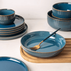 12-Piece Ceramic Dinnerware Set with Unique Hand-Stained Finish – Elegant and Durable 6