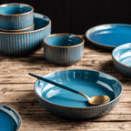 12-Piece Ceramic Dinnerware Set with Unique Hand-Stained Finish – Elegant and Durable 1