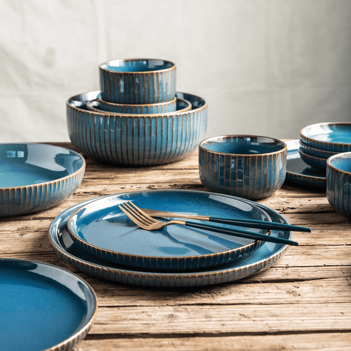 12-Piece Ceramic Dinnerware Set with Unique Hand-Stained Finish – Elegant and Durable 2