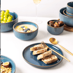 12-Piece Ceramic Dinnerware Set with Unique Hand-Stained Finish – Elegant and Durable 3