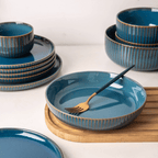 12-Piece Ceramic Dinnerware Set with Unique Hand-Stained Finish – Elegant and Durable 4