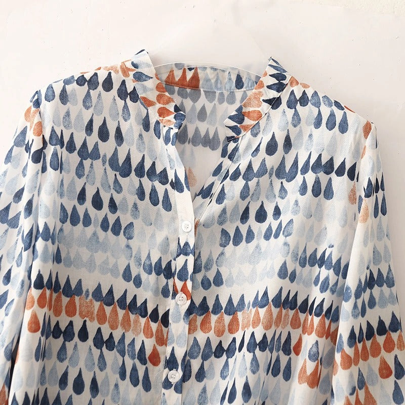 Lightweight Linen Blouse with Hand-Dipped Unique Color and Swingy Fit