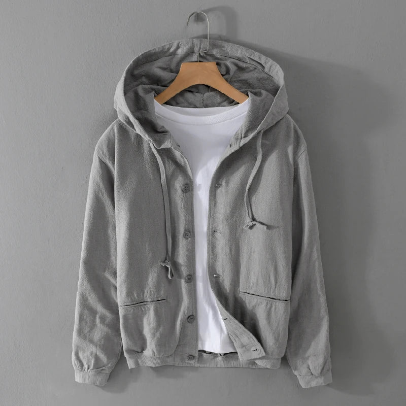 Lightweight Cotton-Linen Blend Hoodie with Breathable, Soft Texture