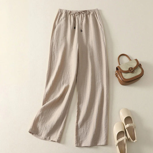 Liora — Lightweight Linen Pants with Drawstring Waist and Wide-Leg Fit