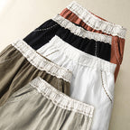 Taleno Linen Pants — Lightweight Balloon Trousers with Vintage Lace Trim