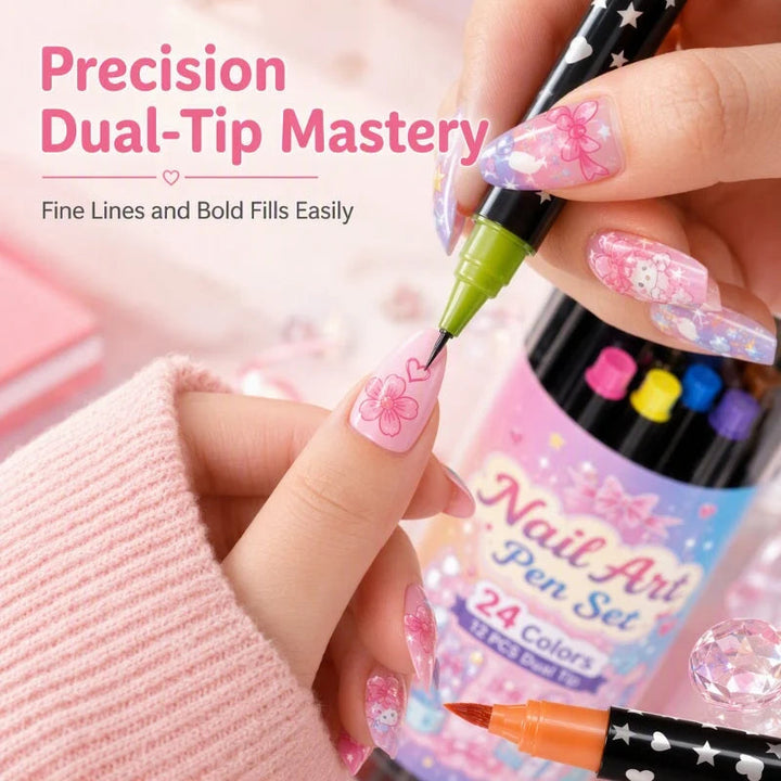 24 Color Dual Tip Nail Art Pens Product Image 04