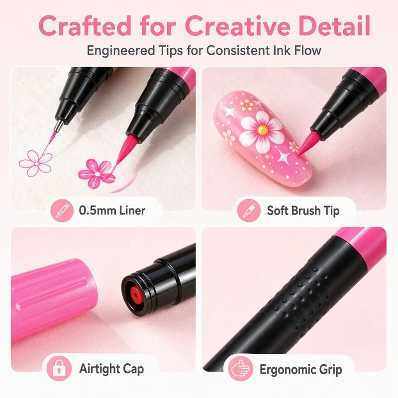 24 Color Dual Tip Nail Art Pens Product Image 06