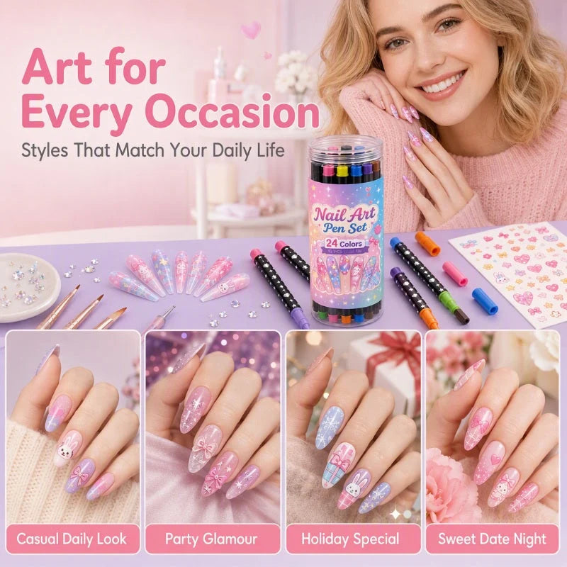 24 Color Dual Tip Nail Art Pens Product Image 08
