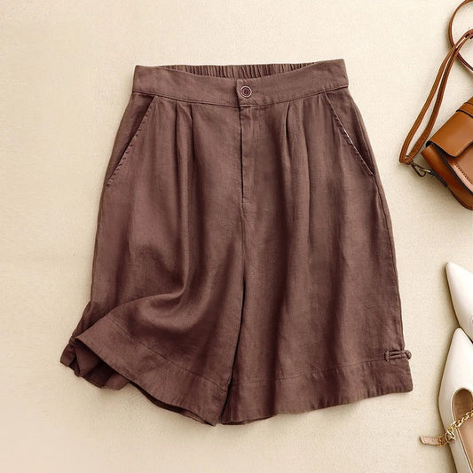 Liora — High-Waisted Wide-Leg Linen Shorts with Hidden Pockets