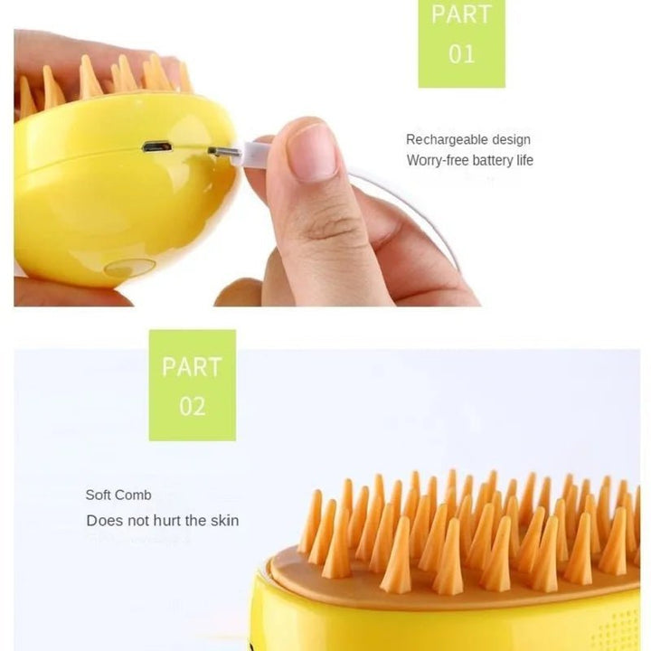 3-in-1 Pet Grooming Comb with Steam Spray for Shedding Control