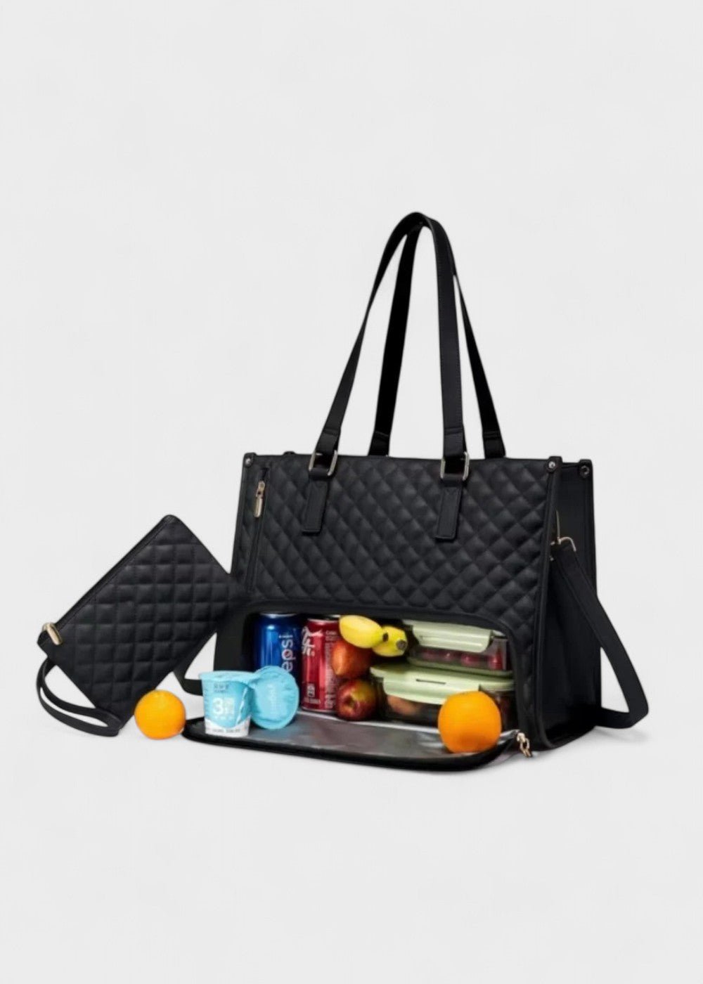 3 - in - 1 Quilted Shoulder Bag (Black ) - Torba | Zavonix