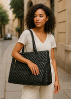 3 - in - 1 Quilted Shoulder Bag (Black ) - Torba | Zavonix