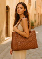 3 - in - 1 Quilted Shoulder Bag (Brown ) - Torba | Zavonix