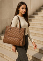 3 - in - 1 Quilted Shoulder Bag (Brown ) - Torba | Zavonix