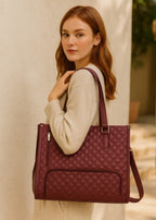 3 - in - 1 Quilted Shoulder Bag (Burgundy ) - Torba | Zavonix