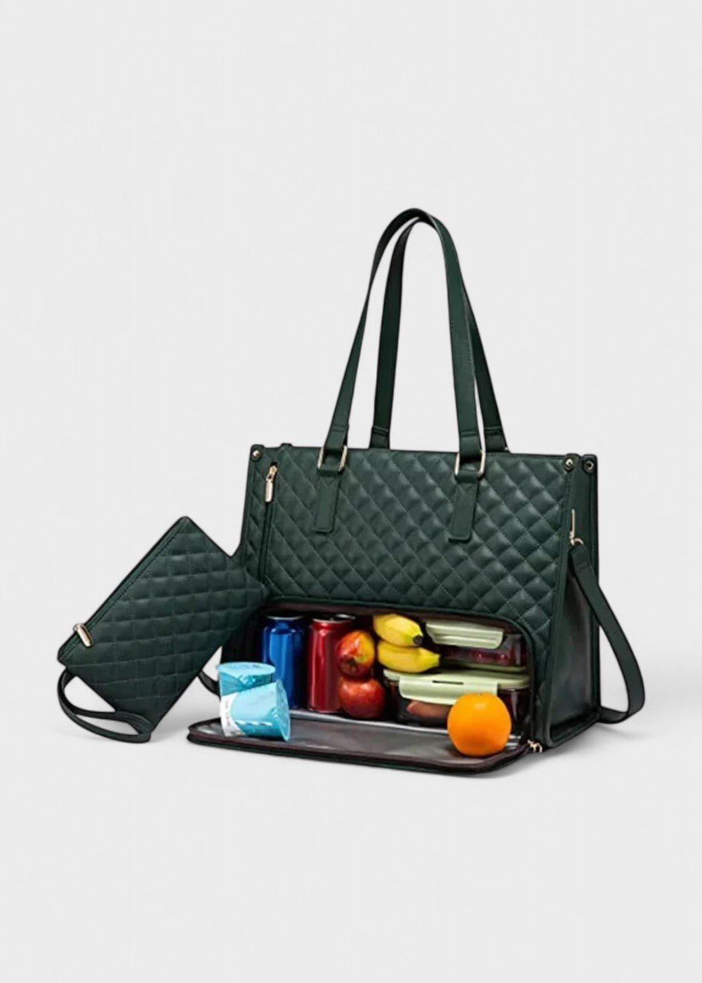 3 - in - 1 Quilted Shoulder Bag (Green ) - Torba | Zavonix