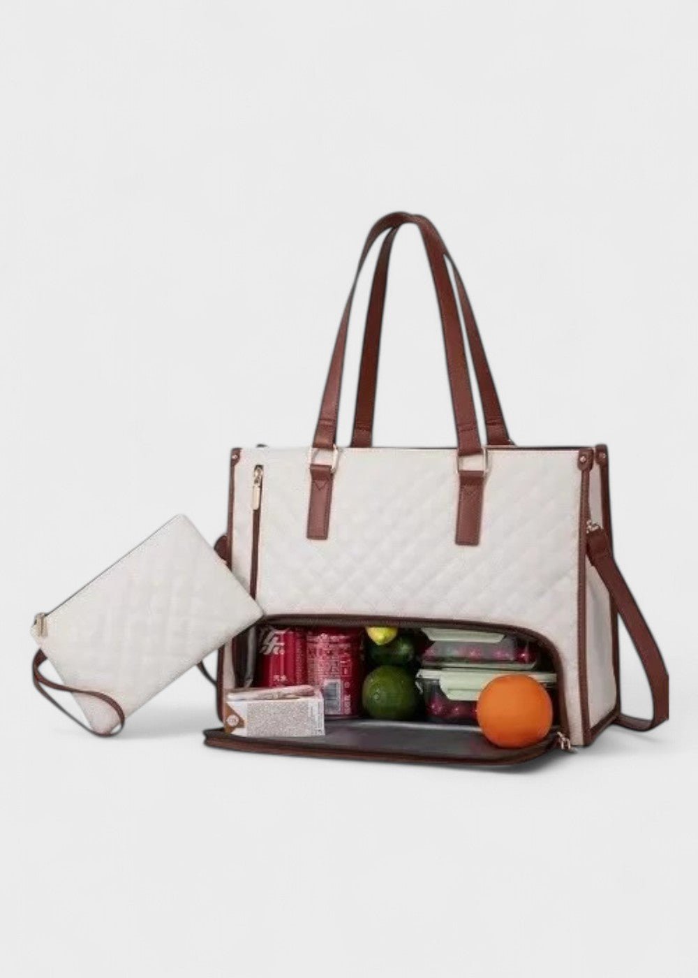 3 - in - 1 Quilted Shoulder Bag (White ) - Torba | Zavonix