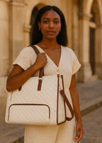 3 - in - 1 Quilted Shoulder Bag (White ) - Torba | Zavonix
