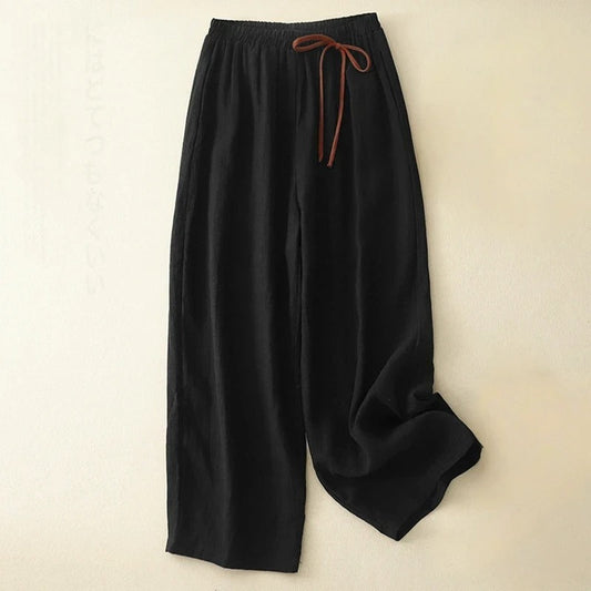 Liora — Premium Linen Trousers with Gathered Waist for Casual Comfort