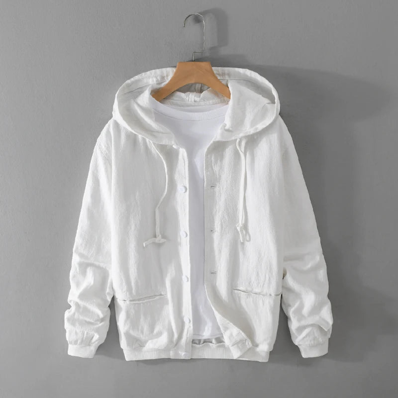 Lightweight Cotton-Linen Blend Hoodie with Breathable, Soft Texture