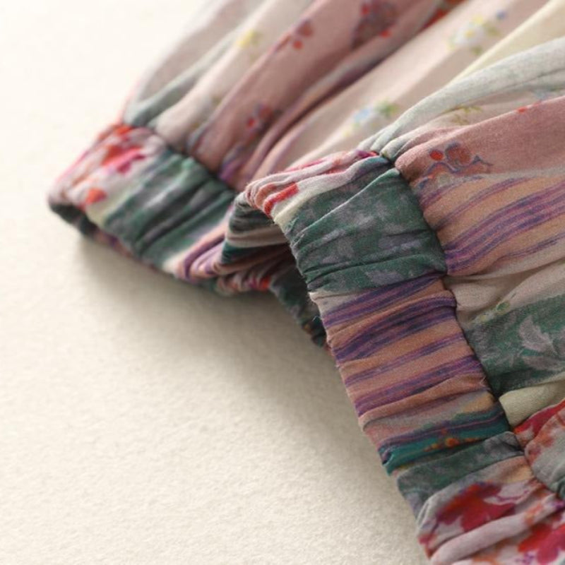 Norla — Lightweight Linen Colorwave Skirt with Structured Folds