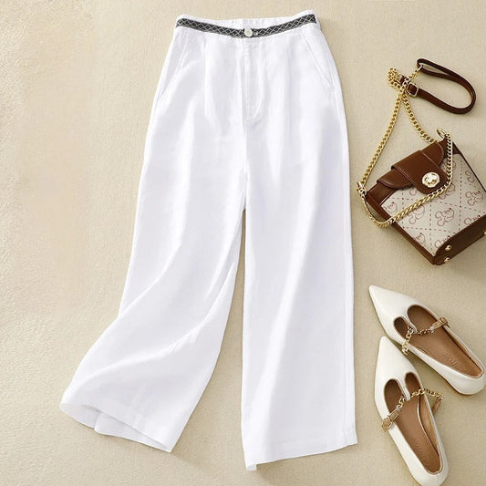 Liora Linen Pants — Soft Gossamer Linen Trousers with Structured Fit