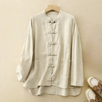Lightweight Linen Shirt with Knot Closures and Patch Pockets