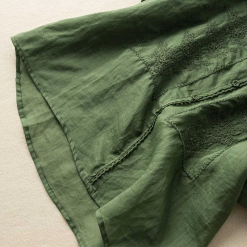 Lightweight Breathable Blouse with Decorative Stitching for Warm Weather