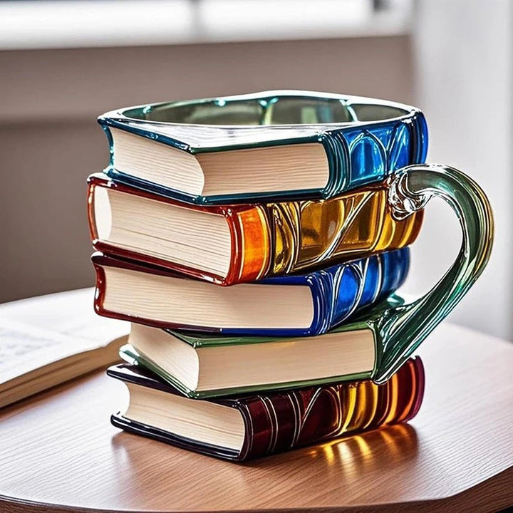3D Acrylic Book Stack Coffee Mug with Stained-Glass Design – 11oz Lightweight and Durable 5