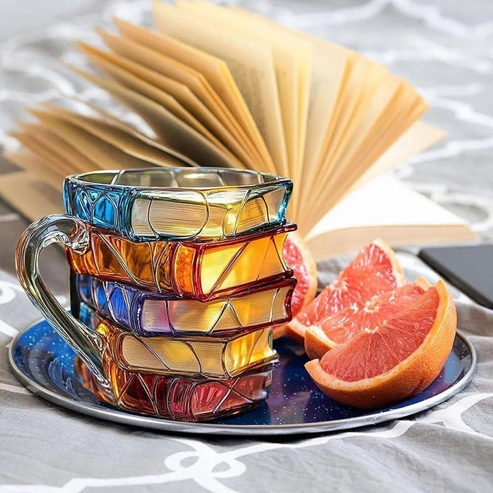 3D Acrylic Book Stack Coffee Mug with Stained-Glass Design – 11oz Lightweight and Durable 8
