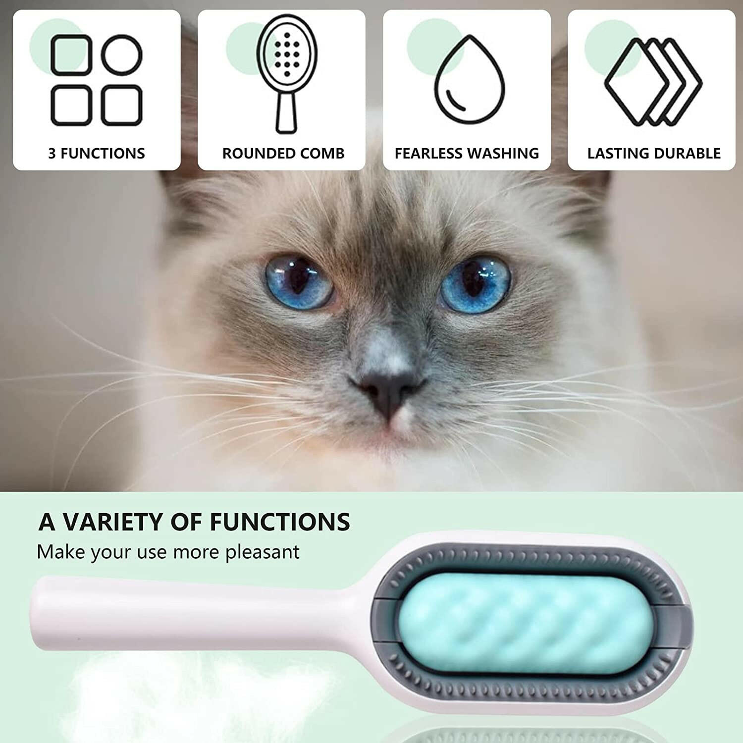 4 in 1 Cat / Pet Grooming Comb. Hair Removal, Wash, Clean & Massage - Zavonix