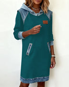 Elaris Shift Dress — Color Block Knee-Length Dress with Pockets