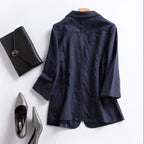 Relaxed Fit Linen Blazer with Single-Button Closure for Breathable Comfort