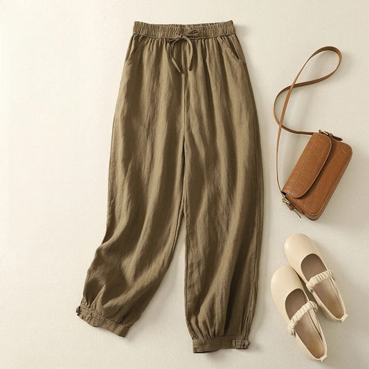 Naroa Linen Pants — Breathable Cotton-Linen Harem Pants with Relaxed Fit