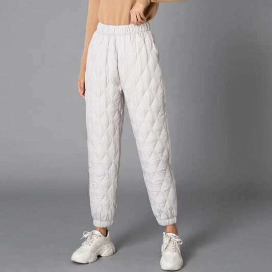 Elara Quilted Insulated Pants — Warm Soft Fabric with Diamond Stitching