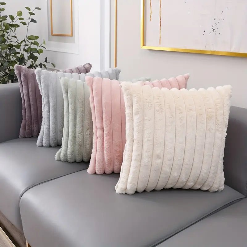 5-Piece Plush Velvet Pillow Set with Dual Textures for Cozy Home Decor 0