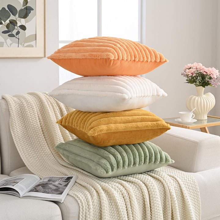 5-Piece Plush Velvet Pillow Set with Dual Textures for Cozy Home Decor 5