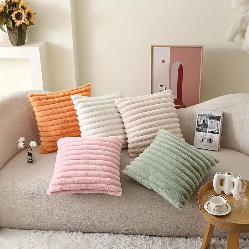 5-Piece Plush Velvet Pillow Set with Dual Textures for Cozy Home Decor 1